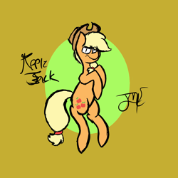 Size: 1080x1080 | Tagged: safe, artist:goldenled, applejack, earth pony, pony, applejack's hat, blonde, blonde mane, blonde tail, female, mare, orange coat, solo