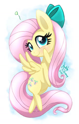 Size: 900x1410 | Tagged: safe, artist:joakaha, fluttershy, pegasus, pony, blushing, chibi, cute, heart, looking at you, shyabetes, smiling, solo