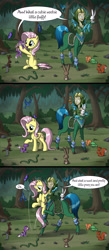 Size: 2000x4590 | Tagged: safe, artist:sirzi, angel bunny, fluttershy, bird, butterfly, frog, mouse, pegasus, pony, rabbit, snake, squirrel, taur, tortoise, weasel, :o, absurd resolution, animal, cloven hooves, comic, crossover, cute, dryad, eyes closed, female, forest, frown, grin, holding a pony, hoof hold, hoofy-kicks, hug, looking up, mare, mylune (world of warcraft), nature, open mouth, petting, raised hoof, scenery, shyabetes, sitting, smiling, unamused, warcraft, world of warcraft