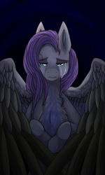 Size: 852x1419 | Tagged: safe, artist:beyondtheillusion, fluttershy, pegasus, pony, chest fluff, crying, female, lidded eyes, mare, sad, solo