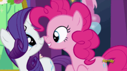 Size: 902x505 | Tagged: safe, screencap, pinkie pie, rarity, pony, unicorn, celestial advice, animated, boop, gif, loop, nose wrinkle, noseboop