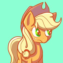 Size: 1000x1000 | Tagged: safe, artist:zazuandhyenafan, applejack, earth pony, pony, applejack's hat, blonde, blonde mane, blonde tail, female, green eyes, mare, orange coat, solo