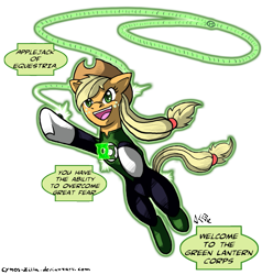 Size: 1255x1320 | Tagged: safe, artist:cynos-zilla, applejack, earth pony, pony, blackest night, crossover, dc comics, green lantern, green lantern corps, solo