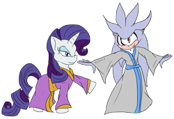 Size: 1280x874 | Tagged: safe, artist:hedgey, rarity, pony, unicorn, clothes, commission, crossover, silver the hedgehog, sonic the hedgehog (series), vaguely asian robe