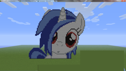 Size: 1366x768 | Tagged: safe, dj pon-3, vinyl scratch, pony, unicorn, minecraft, minecraft pixel art, pixel art, solo