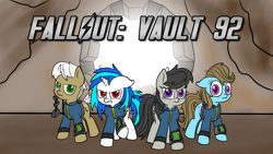 Size: 1920x1080 | Tagged: safe, artist:scramjet747, beauty brass, dj pon-3, frederic horseshoepin, octavia melody, vinyl scratch, earth pony, pony, crossover, fallout