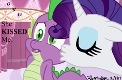 Size: 1210x788 | Tagged: safe, alternate version, artist:lfcharactercomics, rarity, spike, dragon, pony, unicorn, colored, female, male, mare, shipping, sparity, straight