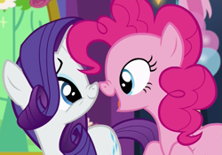 Size: 1091x763 | Tagged: safe, screencap, pinkie pie, rarity, pony, unicorn, celestial advice, boop, cute, nose wrinkle, noseboop