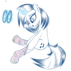 Size: 600x600 | Tagged: safe, artist:hudoyjnik, artist:synch-anon, dj pon-3, vinyl scratch, pony, unicorn, clothes, glasses, socks, solo, striped socks