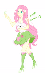 Size: 1902x3105 | Tagged: safe, artist:rosa, angel bunny, fluttershy, equestria girls, simple background, solo, white background