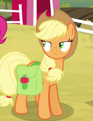 Size: 395x515 | Tagged: safe, screencap, applejack, earth pony, pony, pinkie apple pie, season 4, solo