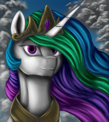 Size: 1720x1920 | Tagged: safe, artist:com3tfire, princess celestia, alicorn, pony, bust, female, peytral, portrait, solo