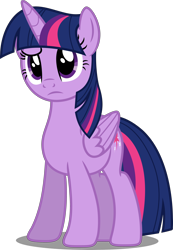 Size: 3000x4338 | Tagged: safe, artist:dashiesparkle, derpibooru import, twilight sparkle, twilight sparkle (alicorn), alicorn, pony, the cutie map, confused, cute, female, folded wings, frown, mare, raised eyebrow, simple background, solo, transparent background, twiabetes, vector, wings