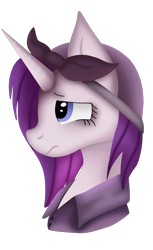 Size: 1293x2112 | Tagged: safe, artist:tonyseil, rarity, pony, unicorn, alternate timeline, bust, clothes, crystal war timeline, female, frown, mare, profile, rarity the riveter, sad, simple background, solo, transparent background