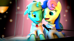 Size: 5760x3240 | Tagged: safe, artist:drdicksamazingstick, bon bon, lyra heartstrings, sweetie drops, equestria girls, rainbow rocks, 3d, female, lesbian, lyrabon, scene interpretation, shipping, source filmmaker