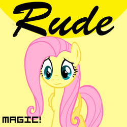 Size: 1500x1500 | Tagged: safe, artist:flutterspon, fluttershy, pegasus, pony, cover, magic!, parody, solo