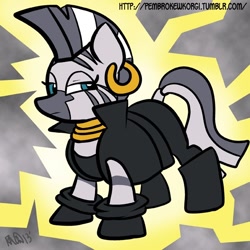 Size: 576x576 | Tagged: safe, artist:pembroke, zecora, zebra, clothes, solo, storm, x-men