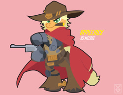 Size: 3300x2550 | Tagged: safe, artist:inspectornills, applejack, earth pony, pony, crossover, jesse mccree, mccreejack, overwatch, solo