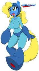 Size: 1045x1888 | Tagged: safe, artist:angelthecatgirl, oc, oc only, oc:pixie, anthro, earth pony, anthro oc, breasts, cosplay, crossover, female, megaman, solo