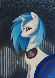 Size: 451x632 | Tagged: safe, artist:zorza-6, dj pon-3, vinyl scratch, pony, unicorn, solo, traditional art