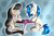 Size: 1024x683 | Tagged: safe, artist:inumocchi, dj pon-3, octavia melody, vinyl scratch, earth pony, pony, mushroom table