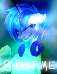 Size: 2550x3300 | Tagged: safe, artist:etrnlpeace, dj pon-3, vinyl scratch, pony, unicorn, glow, headphones, piercing, solo