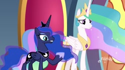 Size: 1920x1080 | Tagged: safe, screencap, princess celestia, princess luna, alicorn, pony, school raze, hoof shoes