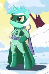 Size: 1198x1799 | Tagged: safe, artist:aj0joe, lyra heartstrings, pony, bipedal, clothes, costume, eggnog, solo, superhero, the fairly oddparents