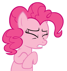 Size: 9464x10000 | Tagged: safe, artist:bronyvectors, pinkie pie, earth pony, pony, absurd resolution, eyes closed, make it stop, simple background, solo, transparent background, vector