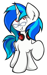 Size: 622x1000 | Tagged: safe, artist:kristysk, dj pon-3, vinyl scratch, pony, unicorn, glasses, headphones, solo