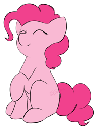 Size: 620x823 | Tagged: safe, artist:starstrucksocks, pinkie pie, pony, eyes closed, happy, simple background, sitting, solo, white background