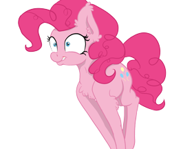 Size: 1866x1612 | Tagged: safe, artist:paskanaakka, derpibooru exclusive, pinkie pie, earth pony, pony, chest fluff, ear fluff, fluffy, grin, shrunken pupils, simple background, smiling, solo, transparent background