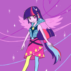 Size: 900x900 | Tagged: safe, artist:butchon, derpibooru import, twilight sparkle, twilight sparkle (alicorn), alicorn, equestria girls, rainbow rocks, four ears, pixiv, ponied up, solo