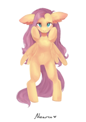 Size: 2480x3507 | Tagged: safe, artist:moarco, fluttershy, pegasus, pony, bipedal, looking at you, simple background, solo, white background