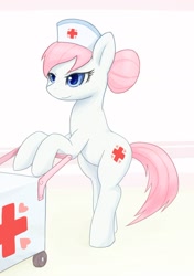 Size: 1082x1537 | Tagged: safe, artist:yutoraru, nurse redheart, earth pony, pony, female, mare, pink mane, pink tail, pixiv, solo, white coat