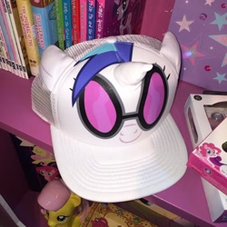 Size: 640x640 | Tagged: safe, derpibooru import, dj pon-3, pinkie pie, twilight sparkle, vinyl scratch, earth pony, pony, unicorn, hat, merchandise, toy fair 2015