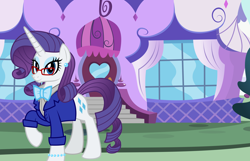 Size: 5176x3328 | Tagged: safe, artist:aleximusprime, artist:disneymarvel96, edit, rarity, pony, unicorn, boutique, bowtie, canterlot, clothes, glasses, older, older rarity, suit, vector, vector edit