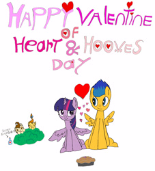 Size: 2536x2792 | Tagged: safe, artist:pokeneo1234, derpibooru import, flash sentry, pound cake, pumpkin cake, twilight sparkle, twilight sparkle (alicorn), alicorn, pony, female, flashlight, heart, hearts and hooves day, love potion, male, mare, pie, shipping, straight, valentine, valentine's day