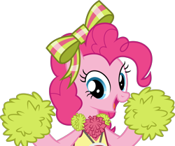 Size: 5000x4173 | Tagged: safe, artist:dashiesparkle, pinkie pie, earth pony, pony, all bottled up, absurd resolution, cheerleader, cheerleader pinkie, pom pom, simple background, smiling, solo, transparent background, vector
