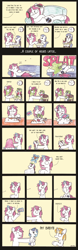 Size: 2480x7993 | Tagged: safe, artist:bobthedalek, dj pon-3, long play, vinyl scratch, oc, oc:vinyl's mother, pony, unicorn, 33 1-3 lp, bath, chair, clock, comic, cute, female, foal, haircut, highchair, origin story, paint, paint in hair, paint on fur, parent, shocked, sink, sofa