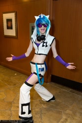 Size: 1365x2048 | Tagged: safe, artist:pyrotempertantrum, dj pon-3, vinyl scratch, human, belly button, cosplay, irl, irl human, photo, solo