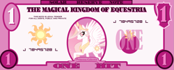 Size: 1143x461 | Tagged: safe, artist:cradet, edit, princess celestia, alicorn, pony, money, pink-mane celestia, stock vector