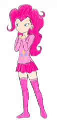 Size: 784x1704 | Tagged: safe, artist:welcometoplok, pinkie pie, human, humanized, missing shoes, simple background, solo, traditional art, white background, zettai ryouiki