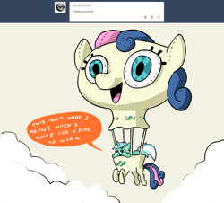 Size: 1280x1155 | Tagged: safe, artist:docwario, bon bon, lyra heartstrings, sweetie drops, pony, askblankbon, bon bon is amused, female, hot air balloon, lyra is not amused, speech bubble, tumblr, wat