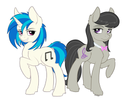 Size: 4075x3301 | Tagged: safe, artist:strachattack, dj pon-3, octavia melody, vinyl scratch, earth pony, pony, unicorn, black mane, female, gray coat, horn, mare, two toned mane, white coat