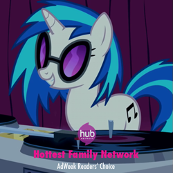 Size: 549x549 | Tagged: safe, dj pon-3, vinyl scratch, pony, unicorn, hub logo, official, solo, the hub