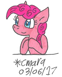 Size: 452x557 | Tagged: safe, artist:cmara, pinkie pie, earth pony, pony, female, mare, pink coat, pink mane, solo, traditional art