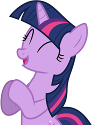 Size: 6000x8144 | Tagged: safe, artist:schmuzart, derpibooru import, twilight sparkle, look before you sleep, absurd resolution, clapping, clapping ponies, eyes closed, meme origin, simple background, solo, transparent background, vector