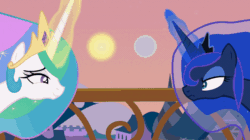 Size: 1200x674 | Tagged: safe, artist:forgalorga, princess celestia, princess luna, alicorn, pony, :t, angry, animated, balcony, canterlot, cute, eclipse, eye contact, featured image, female, frown, gif, glowing horn, grin, horn, lidded eyes, looking at each other, luna is not amused, madorable, magic, mare, moon, night, regalia, royal sisters, scowl, sisters, smiling, smug, solar eclipse, sun, telekinesis, trollestia, unamused, youtube link