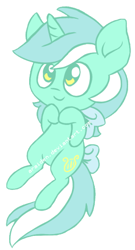 Size: 296x549 | Tagged: safe, artist:araiden, lyra heartstrings, pony, unicorn, female, green coat, horn, mare, solo, two toned mane